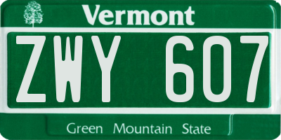 VT license plate ZWY607