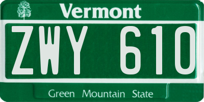 VT license plate ZWY610