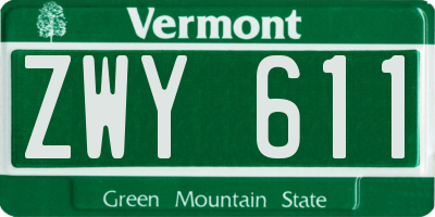 VT license plate ZWY611