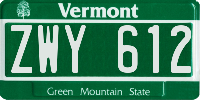 VT license plate ZWY612