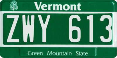 VT license plate ZWY613