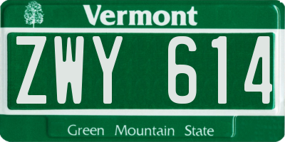 VT license plate ZWY614