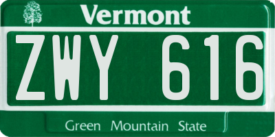 VT license plate ZWY616