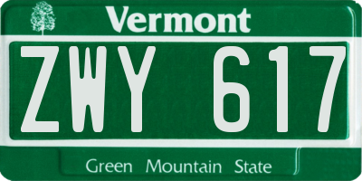 VT license plate ZWY617