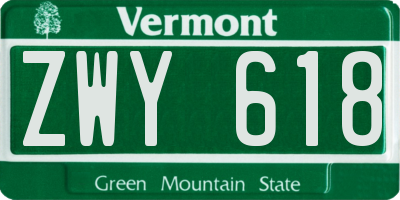 VT license plate ZWY618
