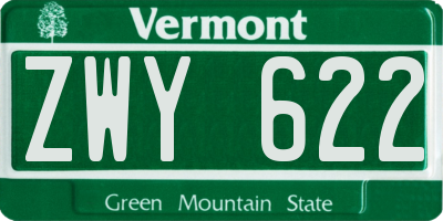 VT license plate ZWY622