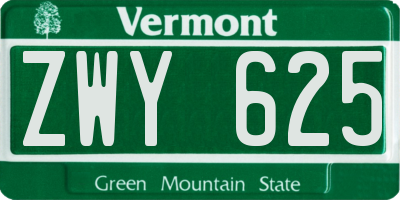 VT license plate ZWY625