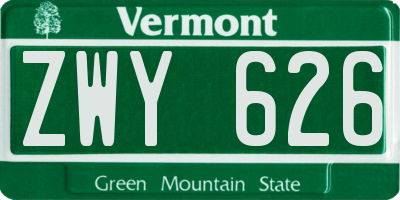 VT license plate ZWY626