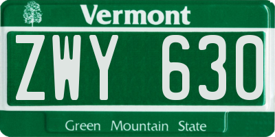 VT license plate ZWY630