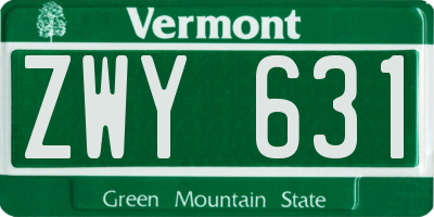 VT license plate ZWY631