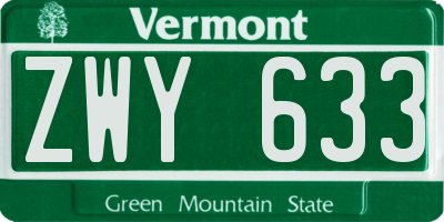 VT license plate ZWY633
