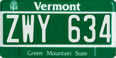 VT license plate ZWY634