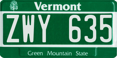 VT license plate ZWY635