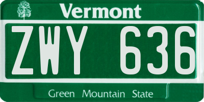 VT license plate ZWY636