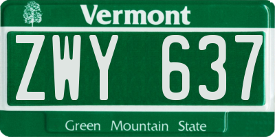 VT license plate ZWY637