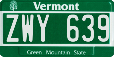 VT license plate ZWY639