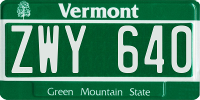 VT license plate ZWY640