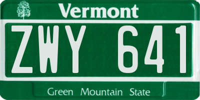 VT license plate ZWY641