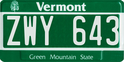VT license plate ZWY643