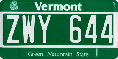 VT license plate ZWY644