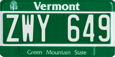 VT license plate ZWY649