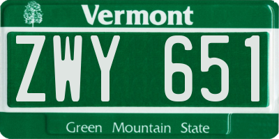 VT license plate ZWY651