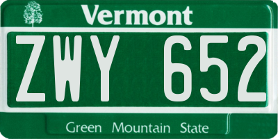 VT license plate ZWY652