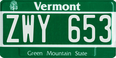 VT license plate ZWY653