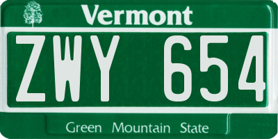 VT license plate ZWY654