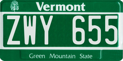 VT license plate ZWY655