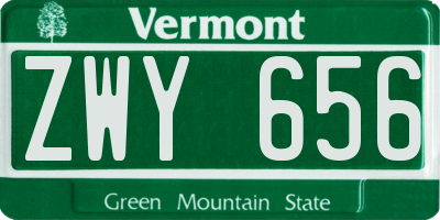 VT license plate ZWY656