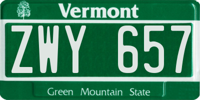 VT license plate ZWY657