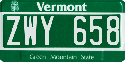 VT license plate ZWY658