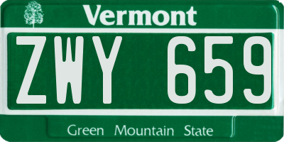 VT license plate ZWY659