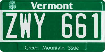 VT license plate ZWY661