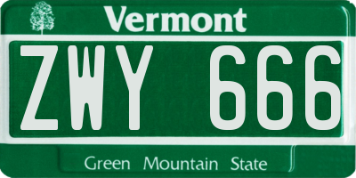 VT license plate ZWY666