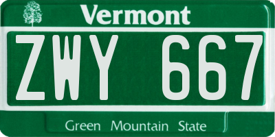 VT license plate ZWY667