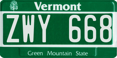 VT license plate ZWY668