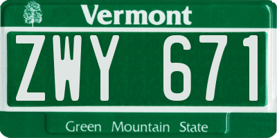 VT license plate ZWY671