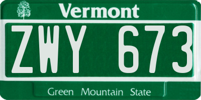 VT license plate ZWY673