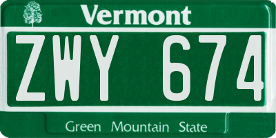 VT license plate ZWY674