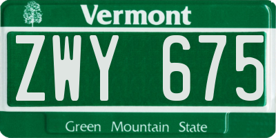 VT license plate ZWY675