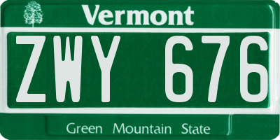 VT license plate ZWY676