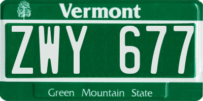 VT license plate ZWY677