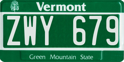 VT license plate ZWY679
