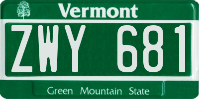 VT license plate ZWY681