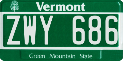 VT license plate ZWY686