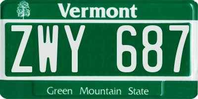 VT license plate ZWY687