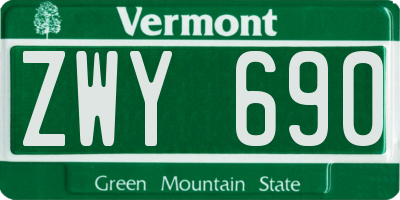 VT license plate ZWY690