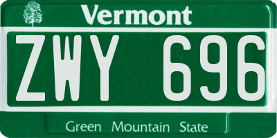 VT license plate ZWY696